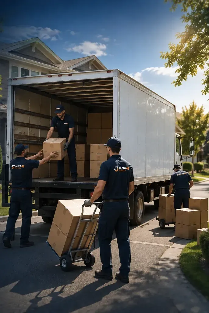 Boxes and personal belongings prepared for scheduled transport by JANA48 Express.